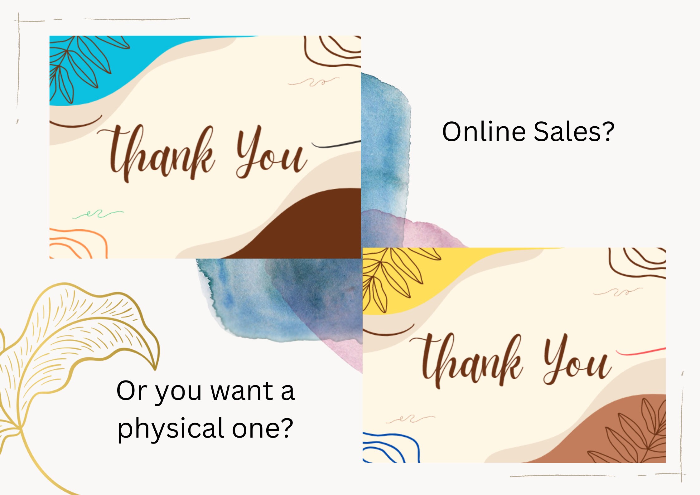 Editable Digital Thank You Card , Printable Card With Different Colours ...