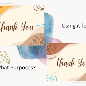 Editable Digital Thank You Card , Printable Card With Different Colours ...