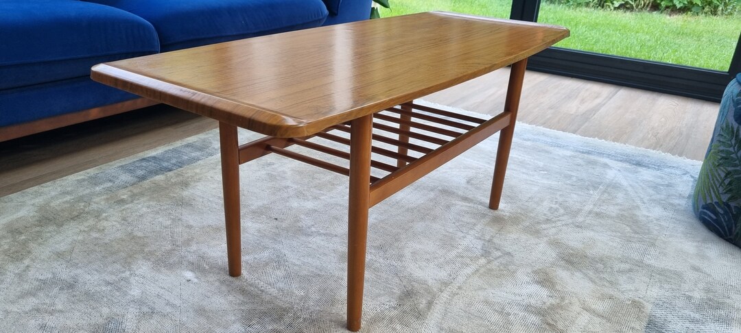 Mid Century Vintage Coffee Table With Magazine Rack Danish - Etsy UK