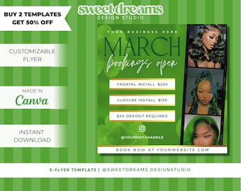 Volantino Prenotazione Marzo / Libri Marzo / Volantino Giorno di San Patrizio / Volantino Prenota Ora / Volantino Madness Marzo / Volantino Appt Braid MUA Lash Nail Hair