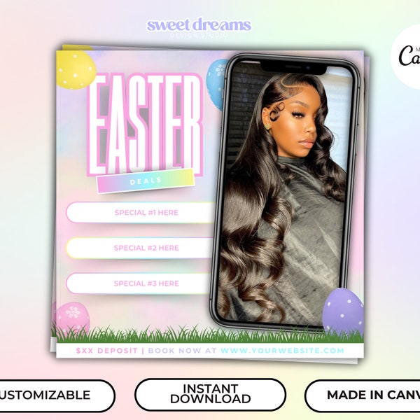 March Booking Flyer, Easter Hair Flyer, Easter Booking Flyer, Easter Sale Flyer, Spring Hair Flyer, Easter Flyer, March Books Open