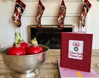 Christmas Card Photo Album with Embroidered Cover