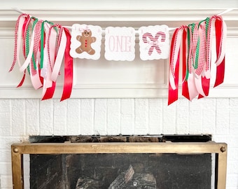Embroidered One with Theme Scalloped Pendant Highchair Banner