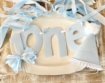 ONE Highchair Banner | Cake Topper | Birthday Hat Set