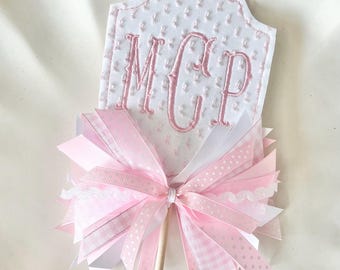 Monogrammed Crest Cake Topper