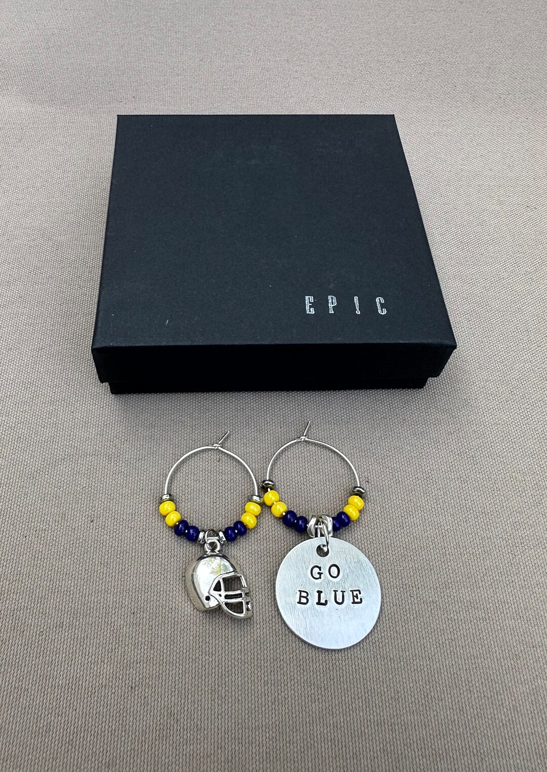 University of Michigan Wine Charms Hand Stamped Go Blue Wine Etsy