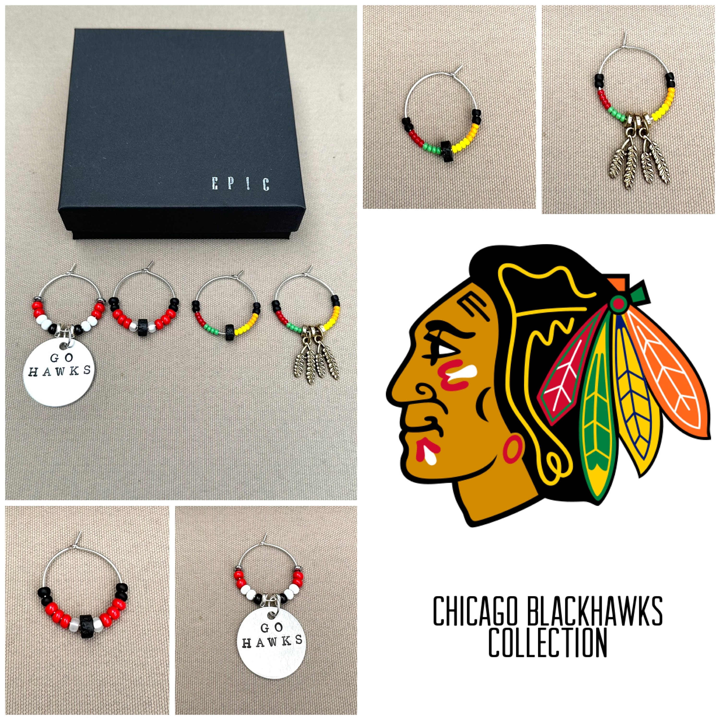 Chicago Blackhawks Beads and Jewelry, Blackhawks Earrings