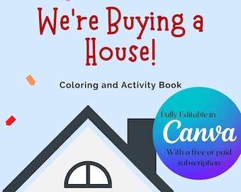 Livre de coloriage et d'activités « Nous allons acheter une maison » de 20 pages | Propriétaire | Livre de coloriage maison pour enfants | Cadeau de clôture pour agent immobilier