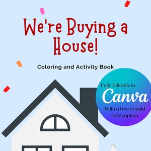 20-Page Printable We're Buying a House Coloring and Activity Book | Home Owner | Kid Home Coloring Book | Realtor Closing Gift