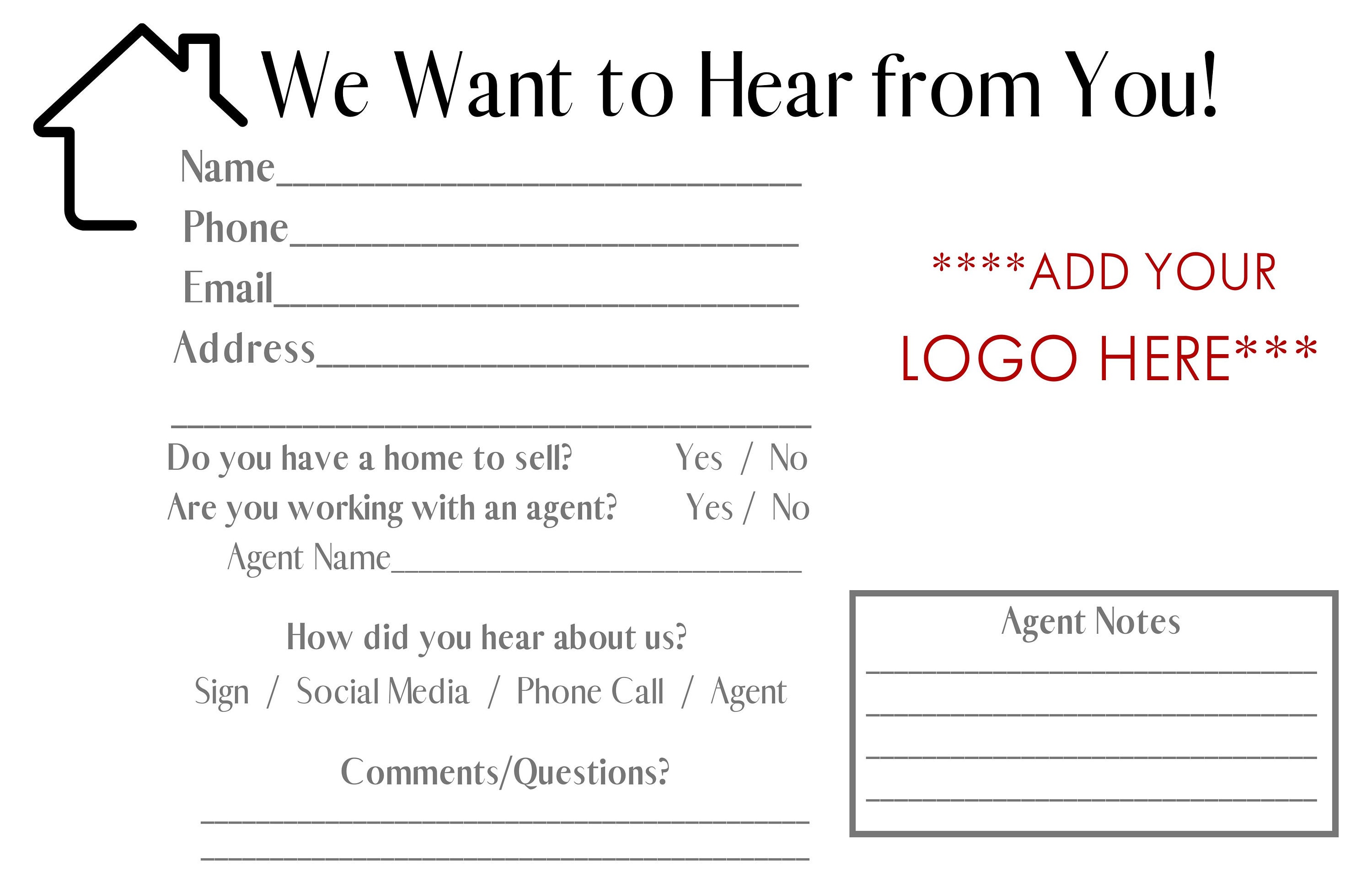 Realtor Open House Sign in Sheets | Real Estate Sign-in Sheet | Broker ...
