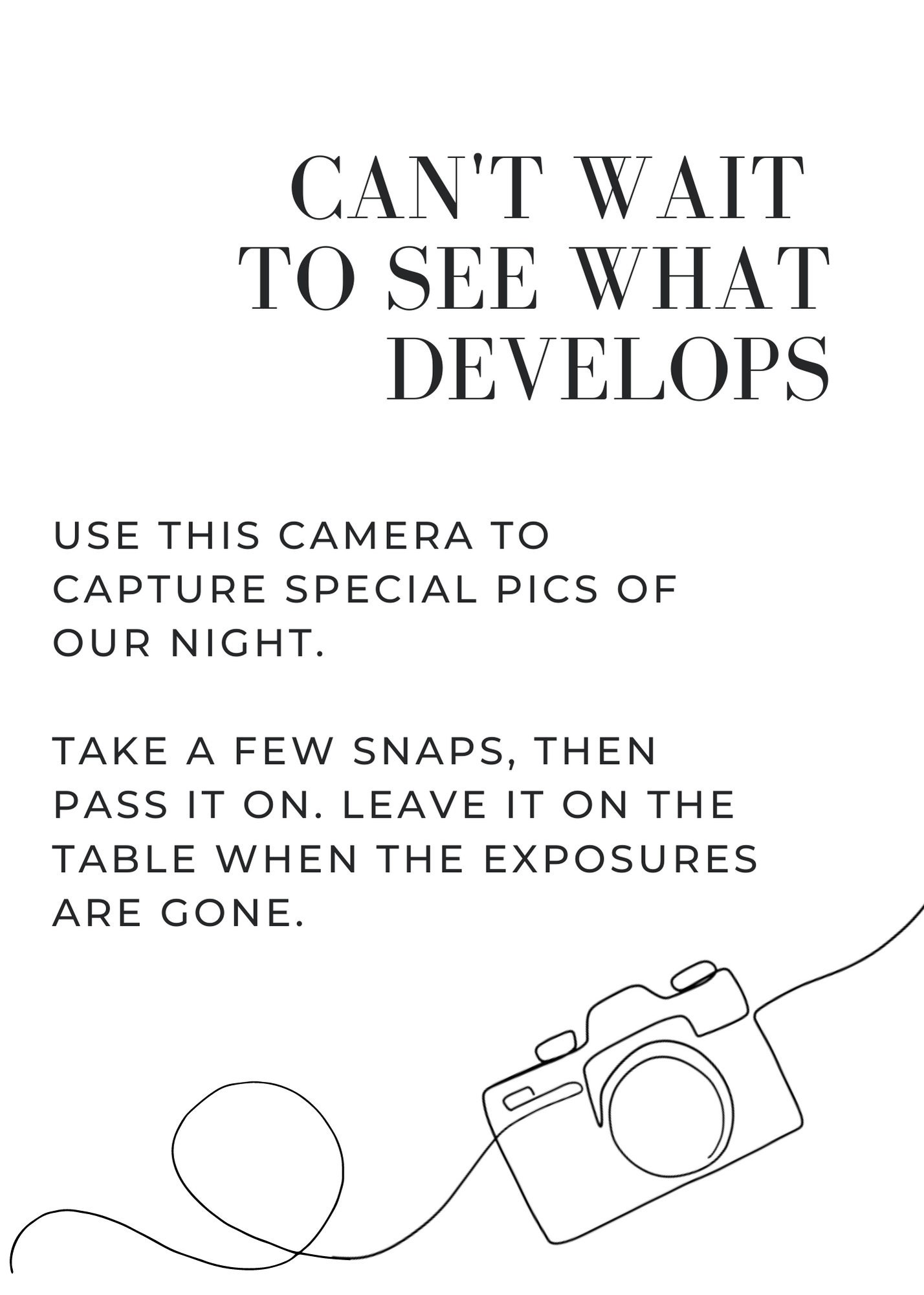 Modern Simple Wedding Disposable Camera Sign Digital Print Etsy