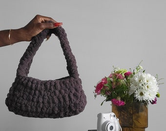 Crochet Pillow Bag, Brown