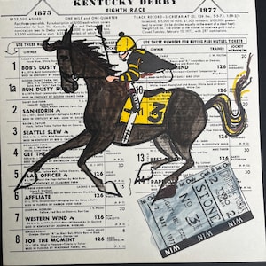 SEATTLE SLEW 1977 Triple Crown of Racing Winner Whimisical Cariacture  Pen and Watercolor  COPY Churchill Downs Kentucky Derby Program