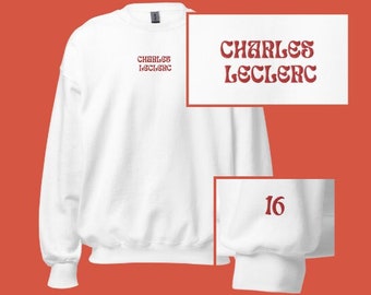 Felpa ricamata Charles Leclerc F1 Idea regalo Formula 1 Fan Ferrari F1 Regalo ricamato Maglietta da corsa F1 maglione Charles Leclerc