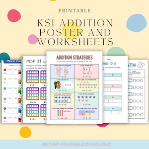 KS1 Maths Addition poster/ worksheets revision lesson printables