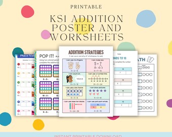 KS1 Maths Addition poster/ worksheets revision lesson printables
