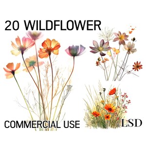 Flower Stickers, Washi Paper Wildflower Stickers, Botanical