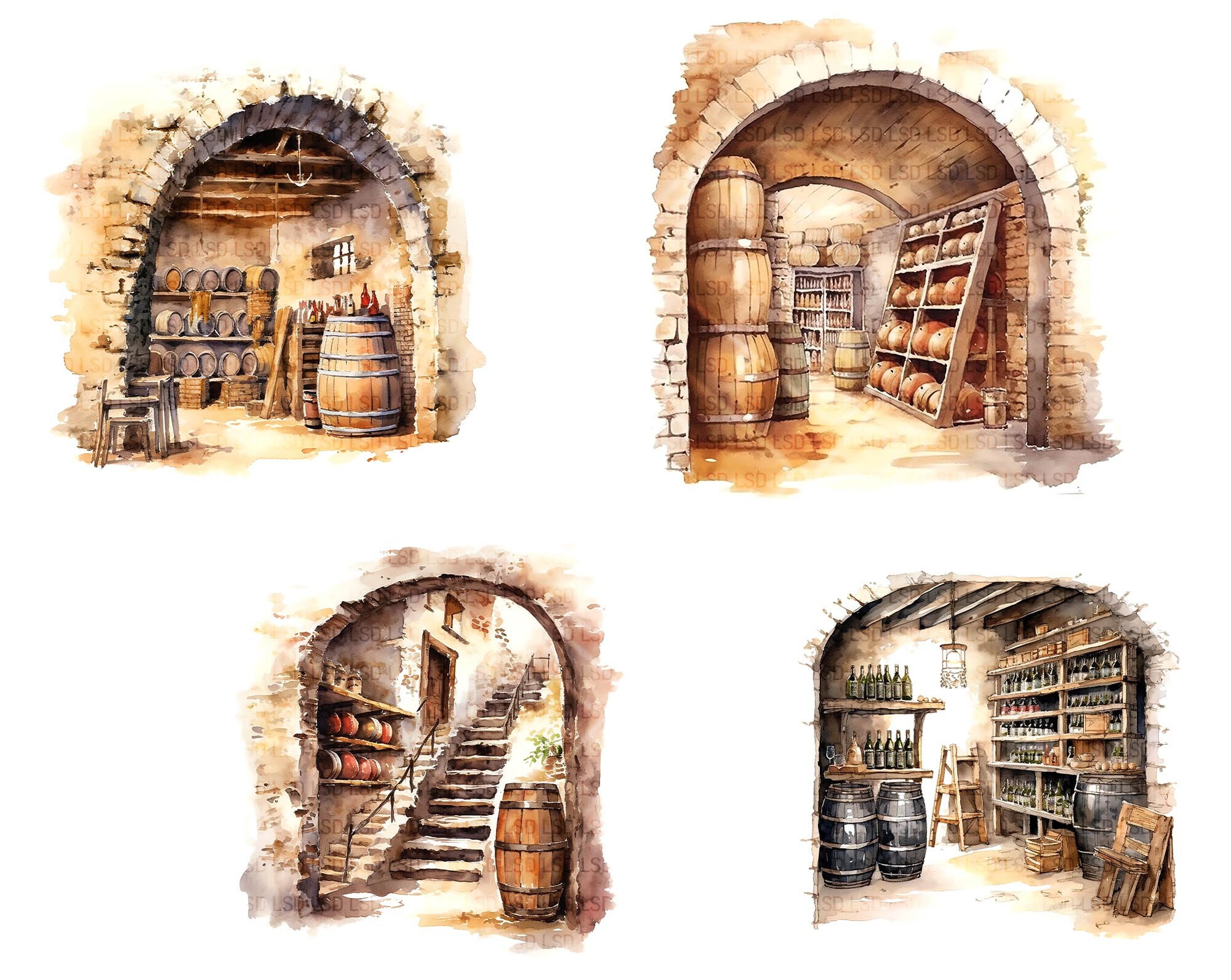 20 French Wine Cellar Clipart Bundlerustic Vintage Wine Cellars for