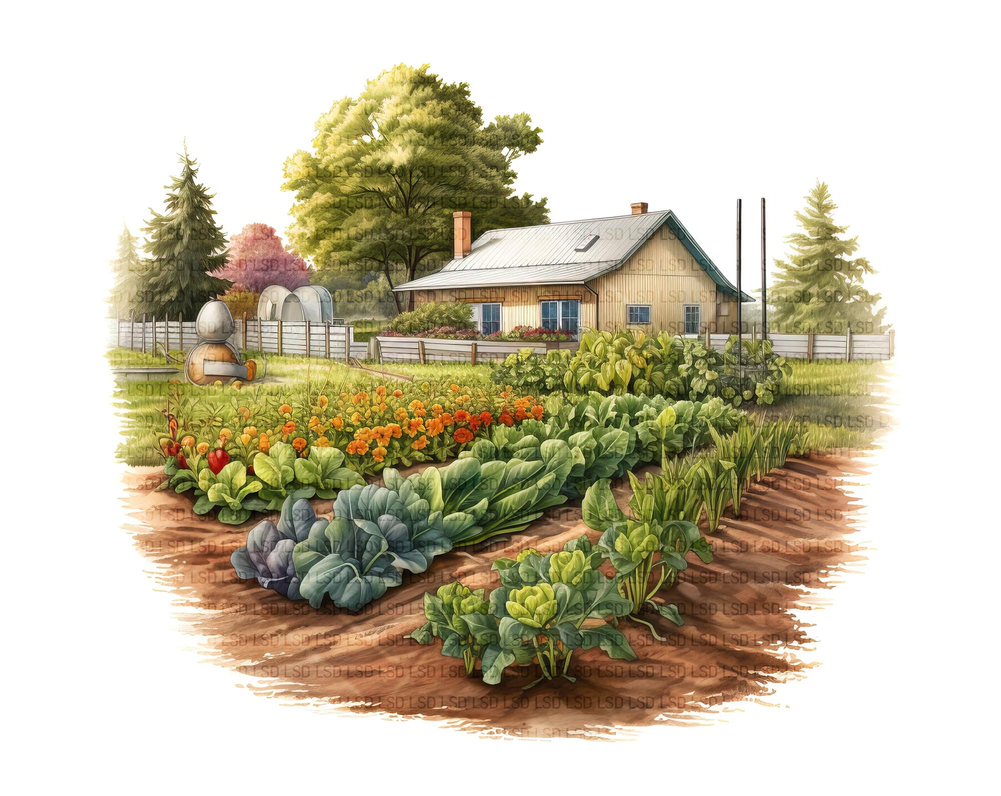 20 Rustic Garden Vegetable Plots Clipart Pack Garden Etsy