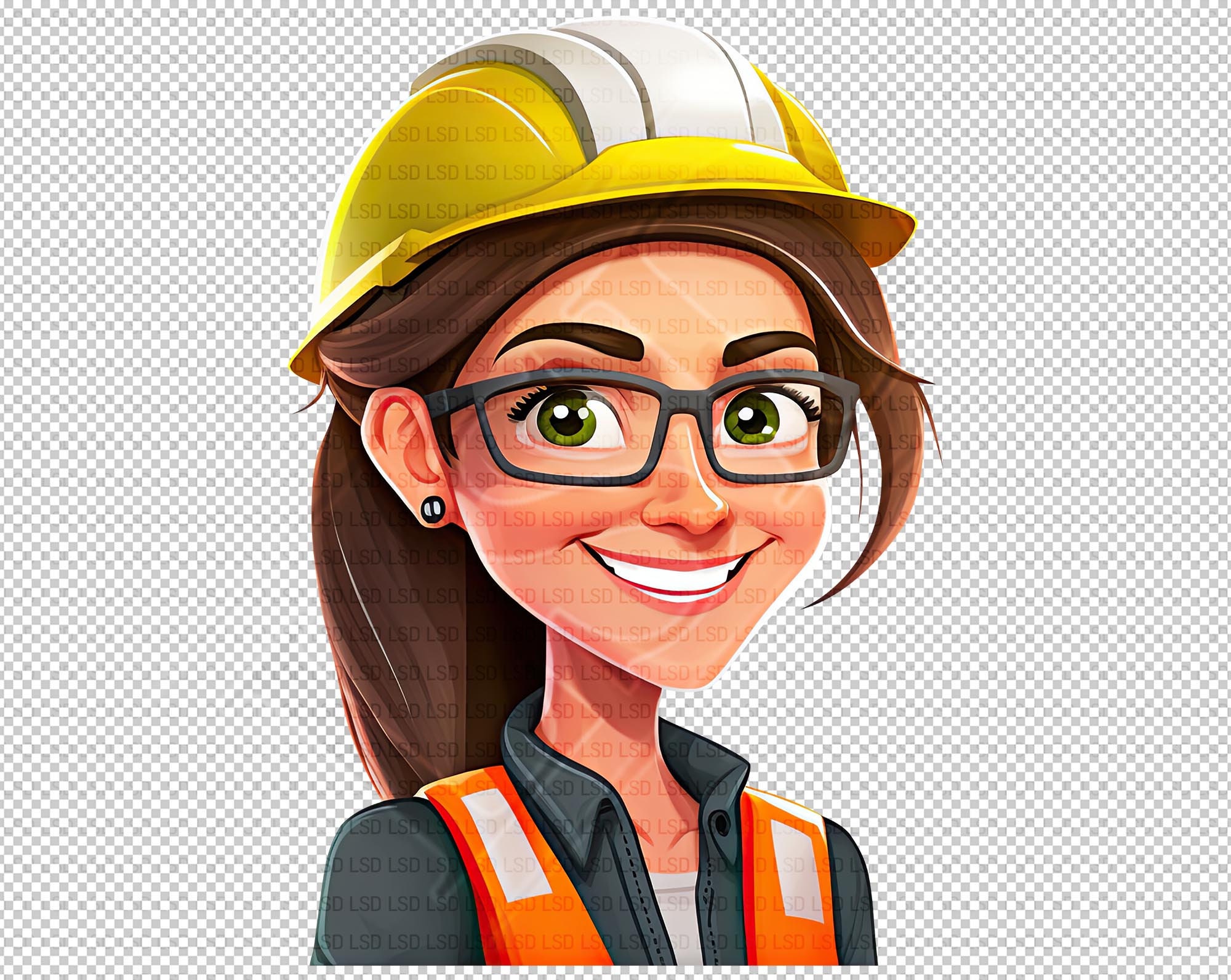 Female Engineer PNG Clip Art Bundle, 4 Transparent PNG Images of