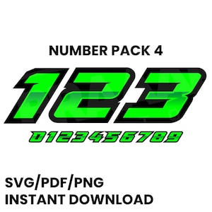 Race Car Racing Team Numbers Automobile Motorcycle Kart Dirt Track Sim Racing Drift  0 - 9 SVG PNG and PDF Vector Number Pack 4