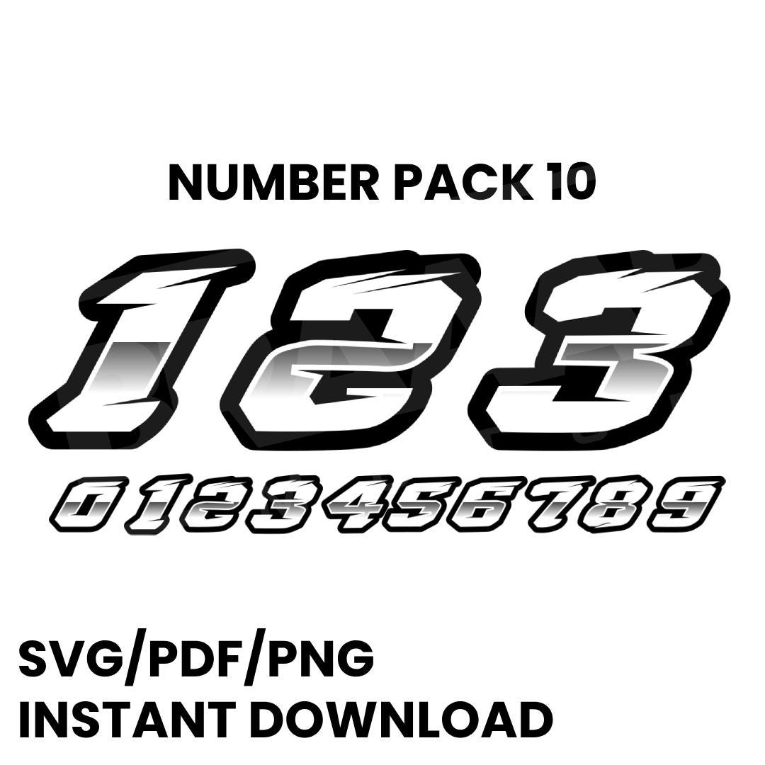 Race Car Racing Team Numbers Set Automobile Motorcycle Kart Dirt Track ...
