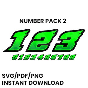 Race Car Racing Team Numbers Automobile Motorcycle Kart   0 - 9 SVG PNG  Vector Number Pack 2