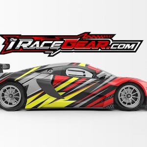 Digital Race Car Wrap Livery Design Red Yellow Grey Black Racing SVG AI iRacing Dirt Street Drift Template