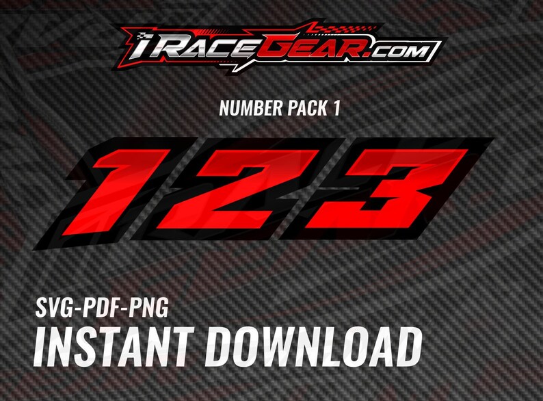 Car Motorcycle Kart Team Racing Numbers Racecar 0 9 SVG PNG and PDF Vector Number Pack 1 Etsy