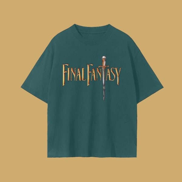OG Final Fantasy T-shirt, Final Fantasy 1, Logo t-shirt, Retro Game, Vintage Game Shirt, Oversized, Drop Shoulder Seamless T-Shirt - 230 GSM
