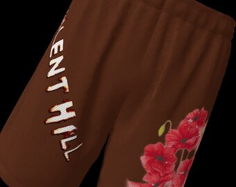 Short en résille Silent Hill, short d'horreur vintage, short rétro, Silent Hill, short à fleurs, Japon, short streetwear EE imprimé intégral