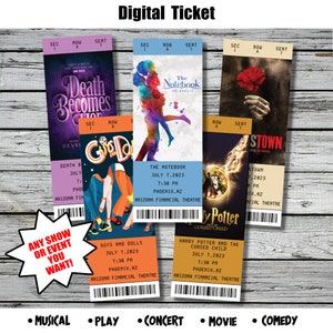 Personalized Ticket, Souvenir Ticket, Memorabilia, Surprise Voucher, Musical, Theatre Ticket, Broadway Ticket, Concert Ticket