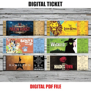 Personalized Ticket, Souvenir Ticket, Memorabilia, Surprise Voucher, Musical, Theatre Ticket, Broadway Ticket