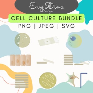 Cell Culture Bundle – Instant Download Clipart and Cut Files – Svg Png Jpg, Laboratory, Classroom, STEM, Scientist