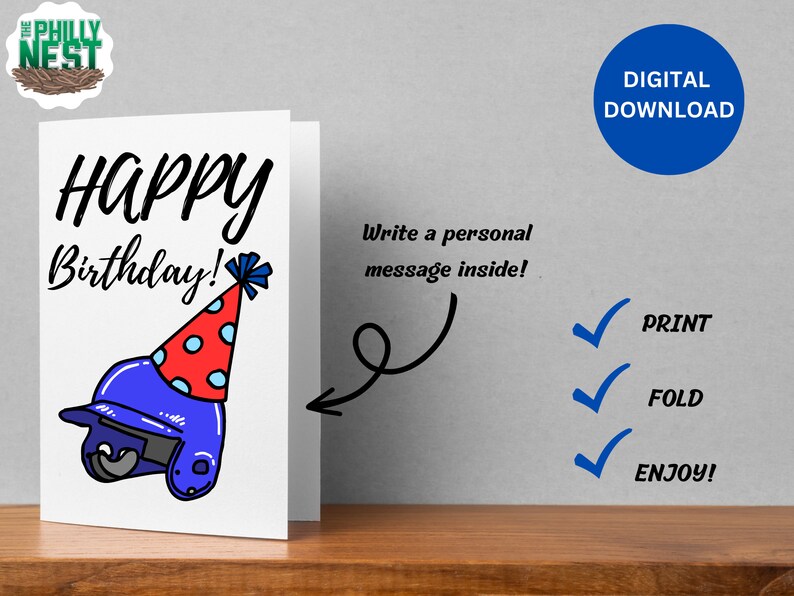 Baseball Birthday Card Printable Instant Download Etsy