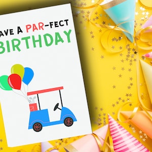 Tarjeta de cumpleaños de golf - Imprimible, Descarga instantánea