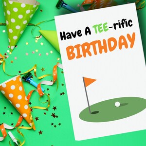 Tarjeta de cumpleaños de golf - Imprimible, Descarga instantánea digital
