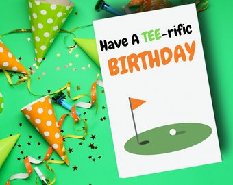 Golf verjaardagskaart - afdrukbare, digitale Instant Download