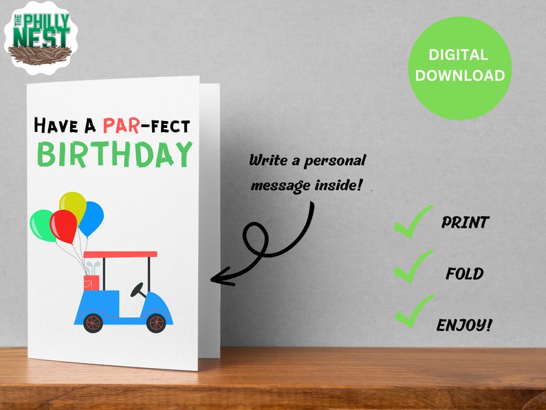 Golf Birthday Card - Printable, Instant Download - Etsy