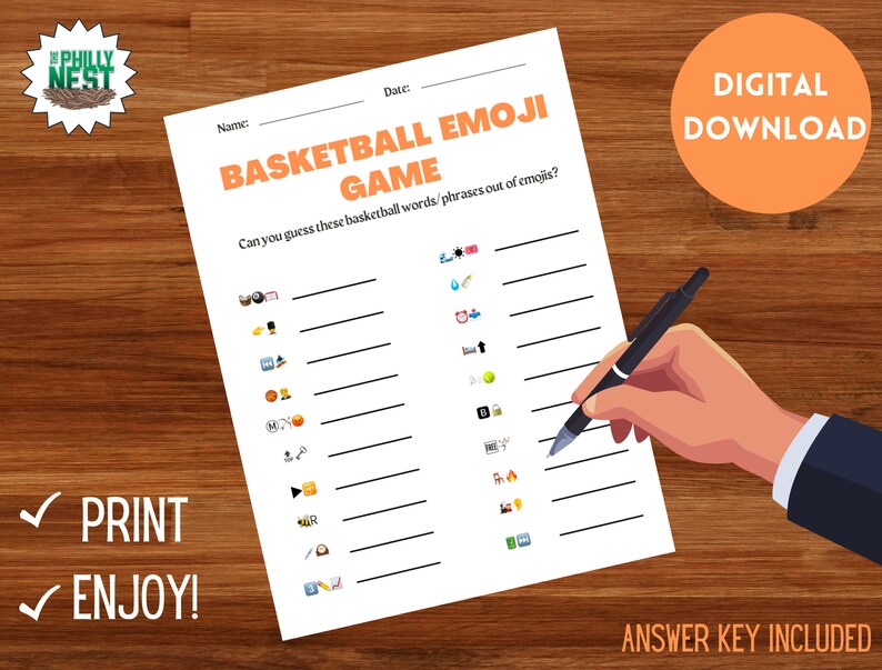 Basketball Emoji Game Printable, Instant Download Etsy Canada