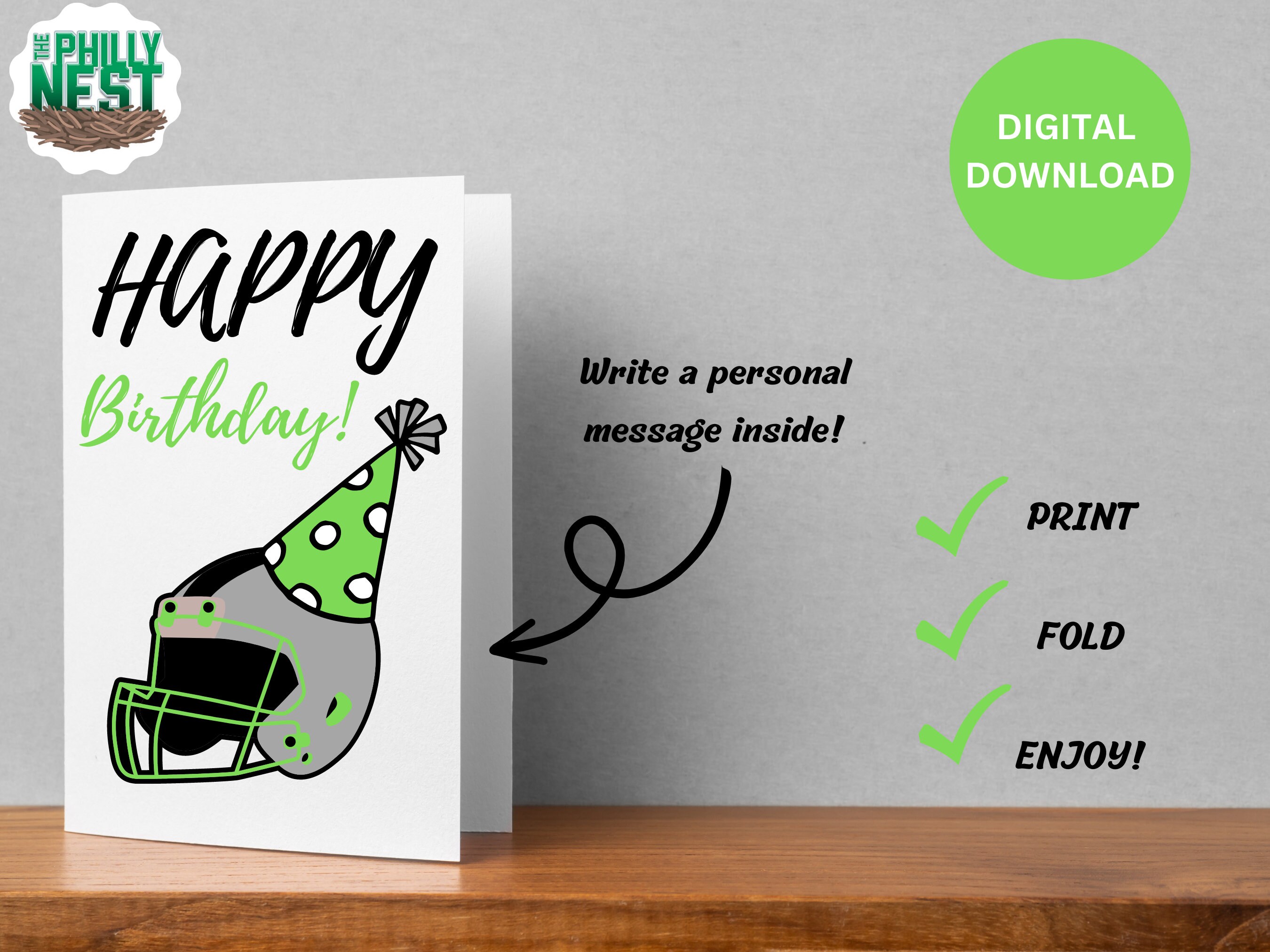 Football Birthday Card - Printable, Digital Download - Etsy