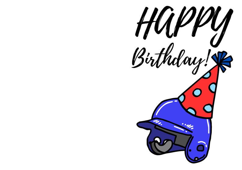 Baseball Birthday Card Printable, Instant Download Etsy