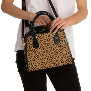 Hellbraune Leopardenprint Schultertasche Handtasche