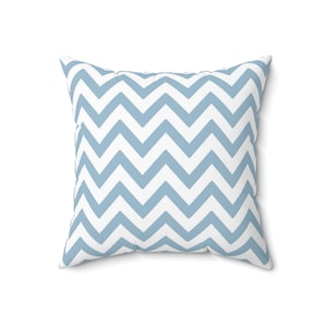 Blue pastel zig-zag on white spun polyester square pillow
