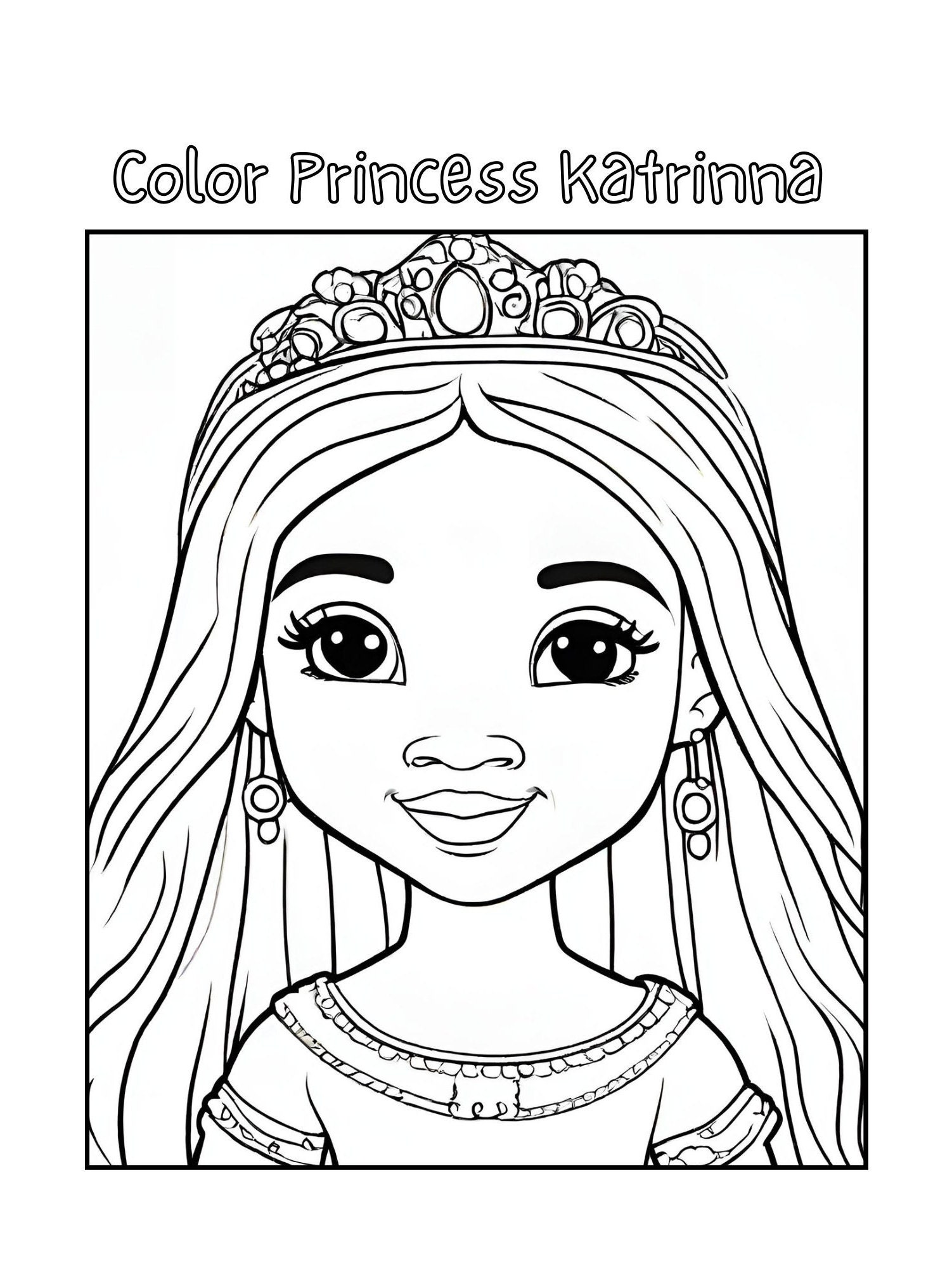 Printable Black Princess Coloring Worksheet for Grade School and Middle ...