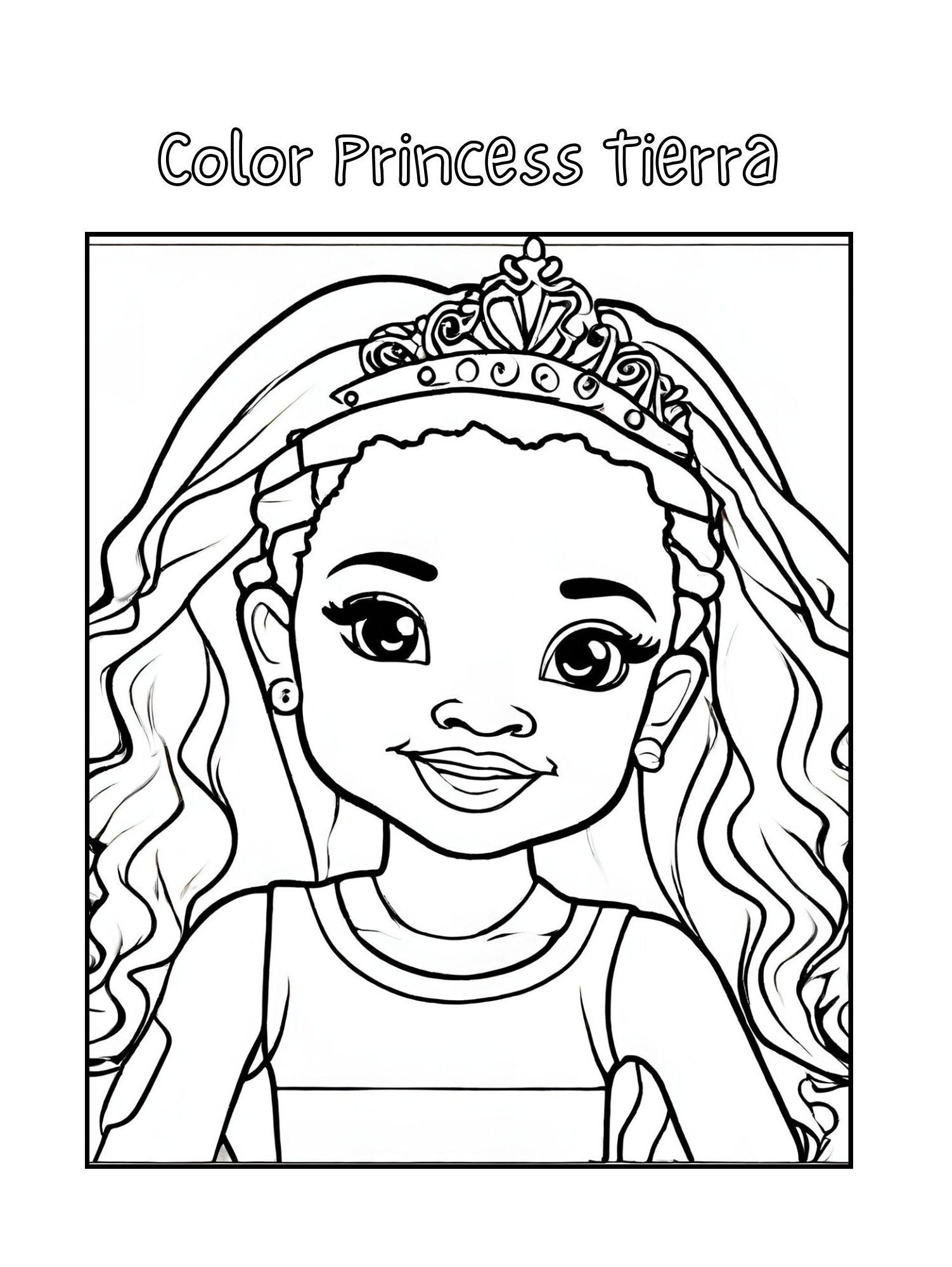 Printable Black Princess Coloring Worksheet for Grade School and Middle ...