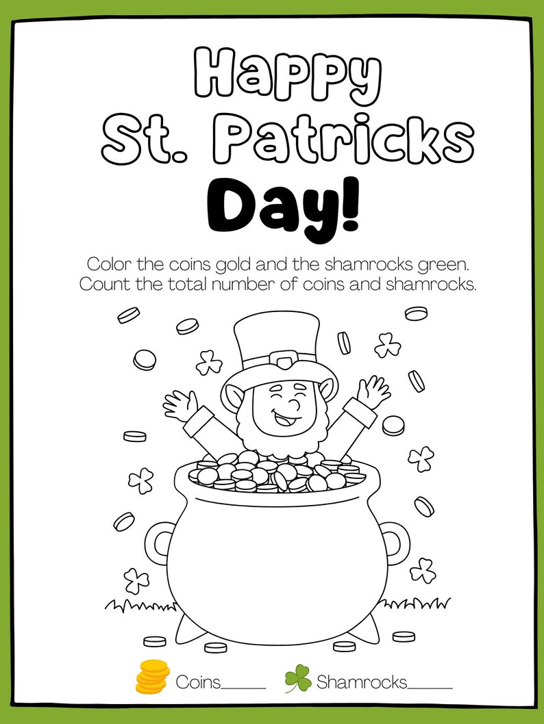 Printable St. Patricks Day Coloring Pages and Worksheets for Grade ...