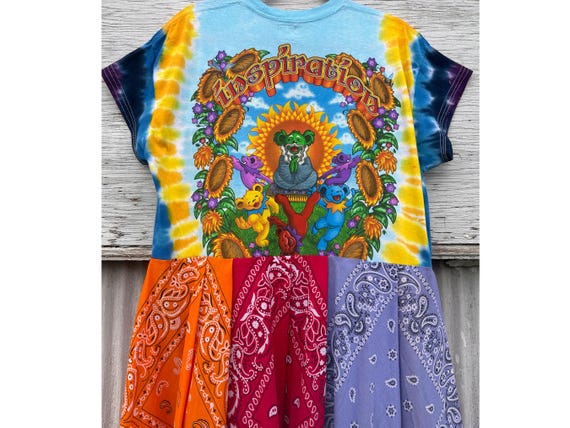bandana t shirt dress Grateful Dead Upcycled Meditation Bear Maxi Bandana Dress (multiple Sizes Available)