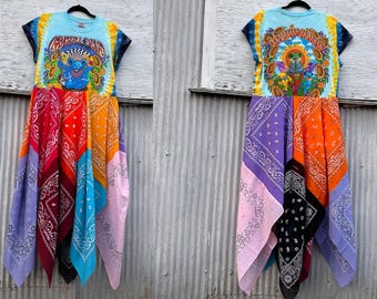 bandana t shirt dress Grateful Dead Upcycled Meditation Bear Maxi Bandana Dress (multiple Sizes Available)