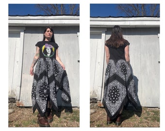 Billy Strings Upcycled Black Bandana Spinner Dress